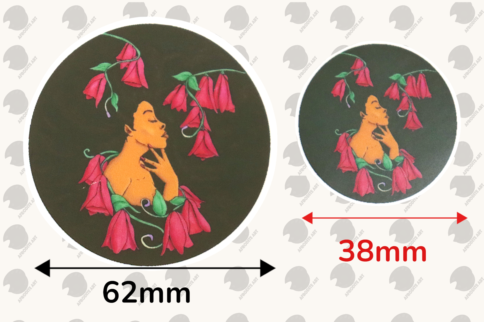 Exotic Flower Lapageria Waterproof Circular Vinyl Sticker 38mm 62mm