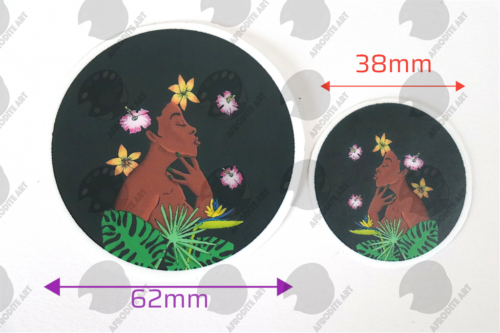 Exotic Flower Waterproof Circular Sticker Vinyl 38mm 62mm