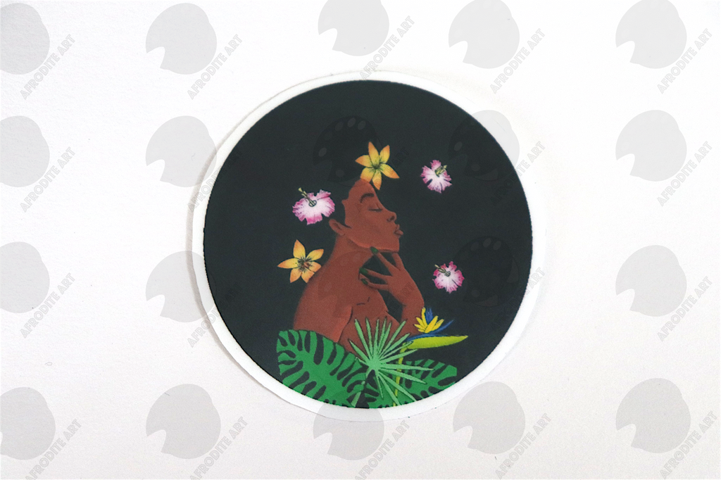 Exotic Flower Waterproof Circular Sticker Vinyl 38mm 62mm