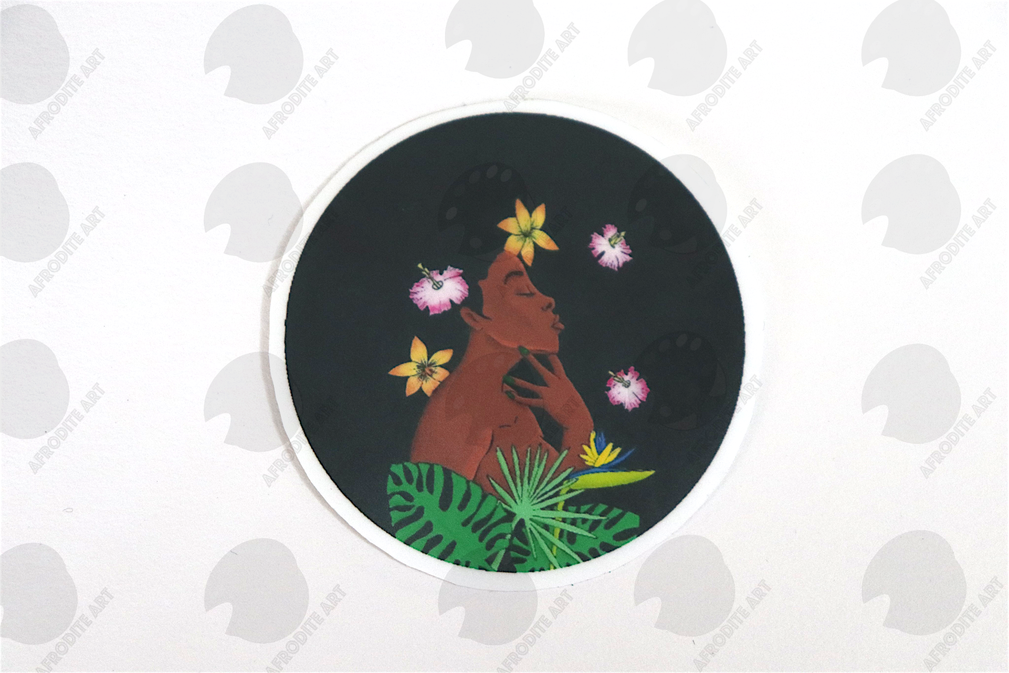 Exotic Flower Waterproof Circular Sticker Vinyl 38mm 62mm