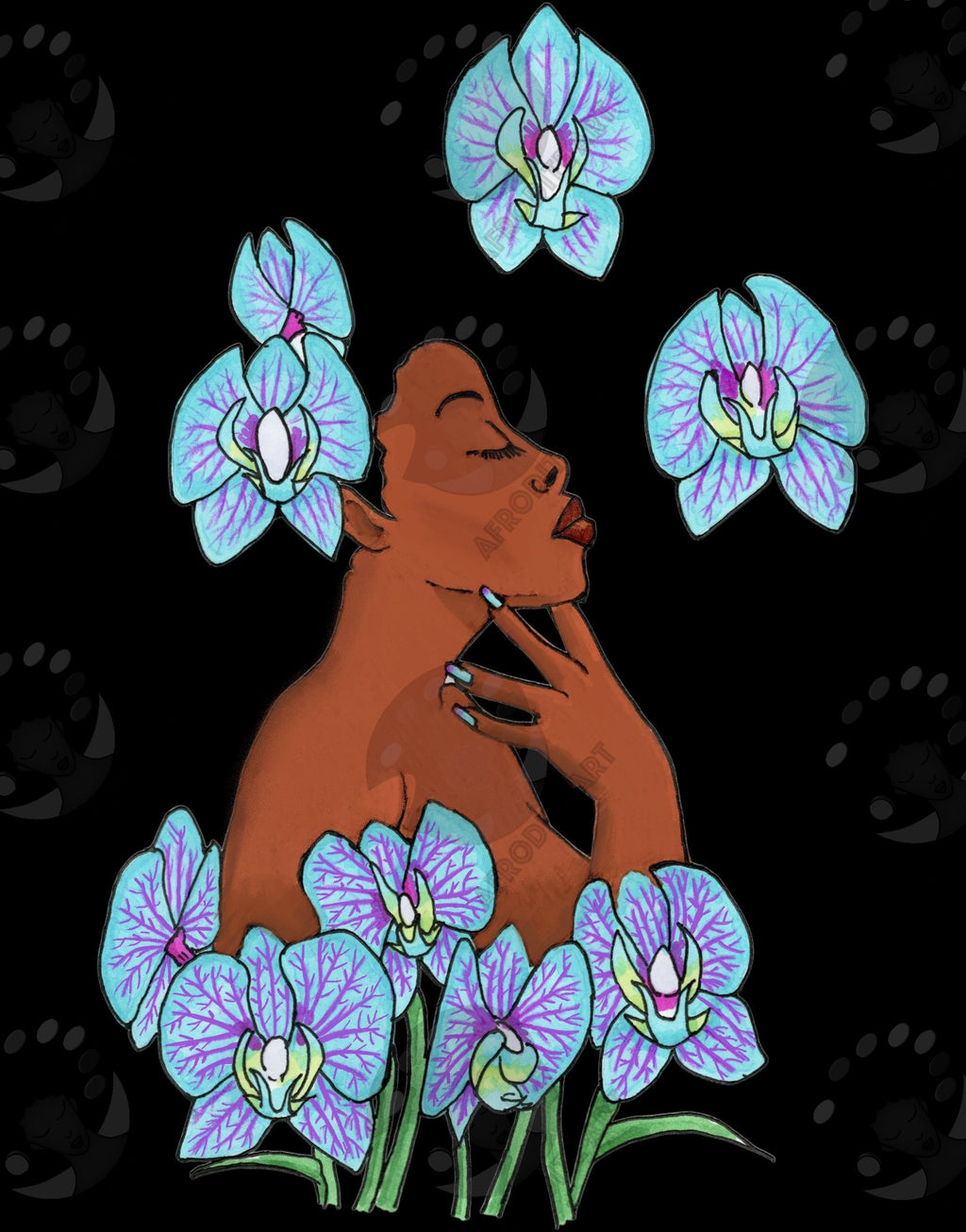 Exotic Flower Orchids Print Matte Card A5 A4 A3 Portrait