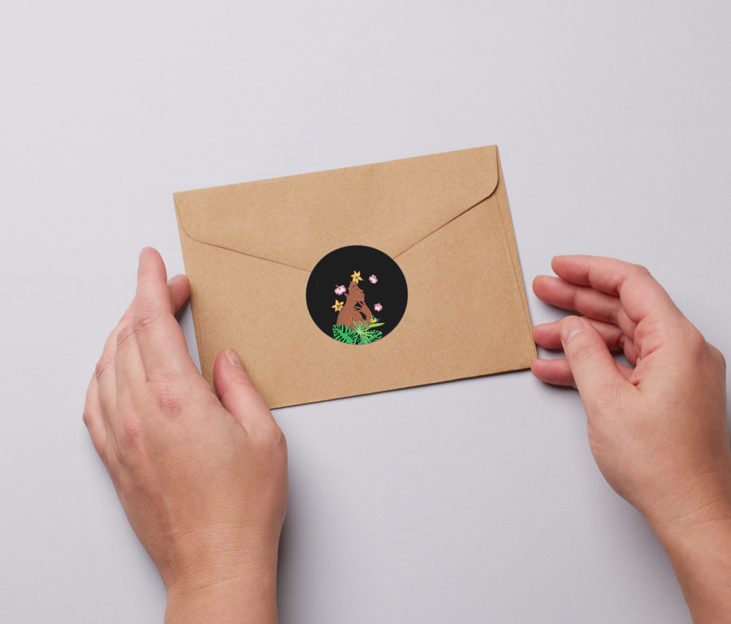 Exotic Flower Waterproof Circular Sticker Vinyl 38mm 62mm