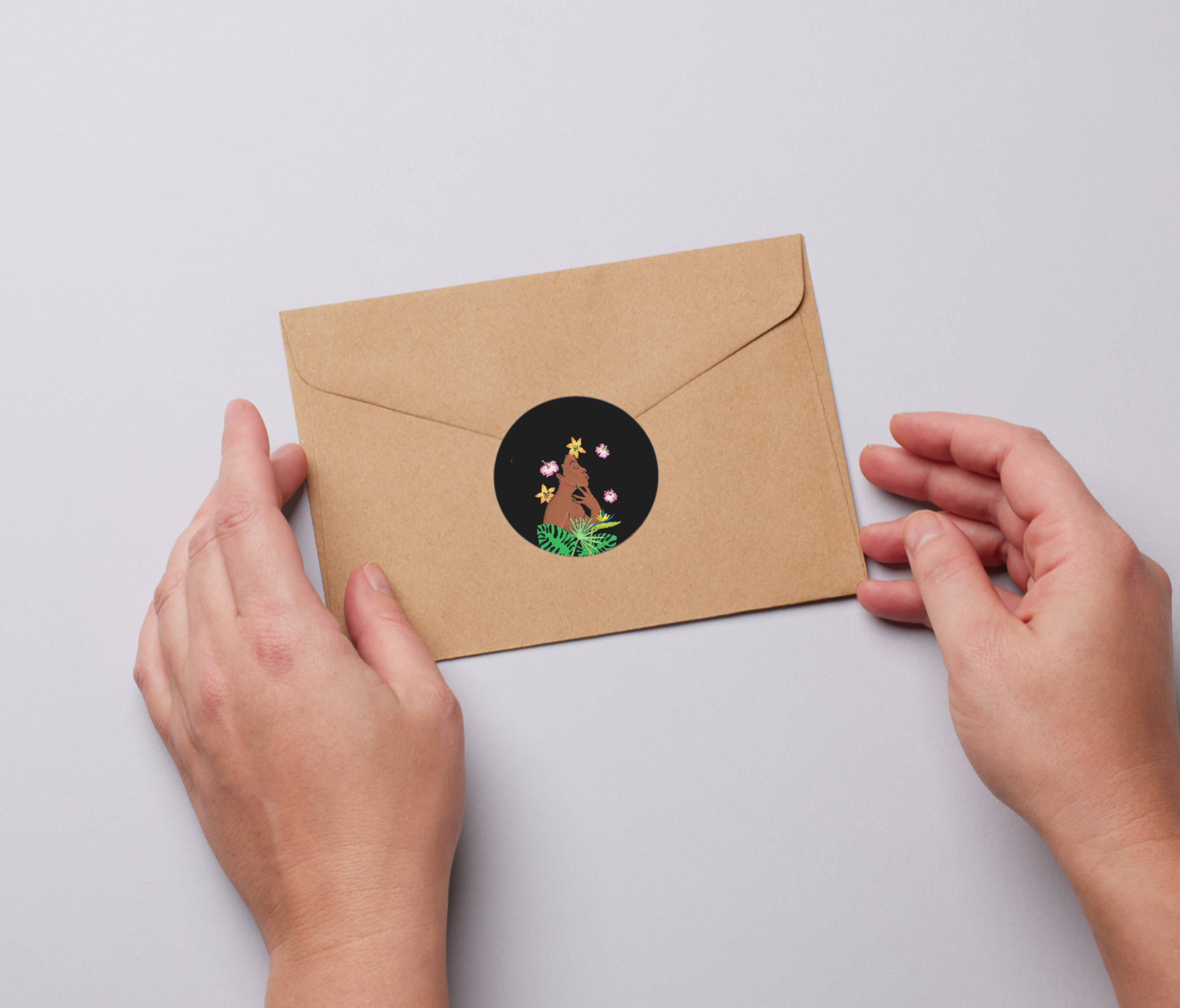 Exotic Flower Waterproof Circular Sticker Vinyl 38mm 62mm