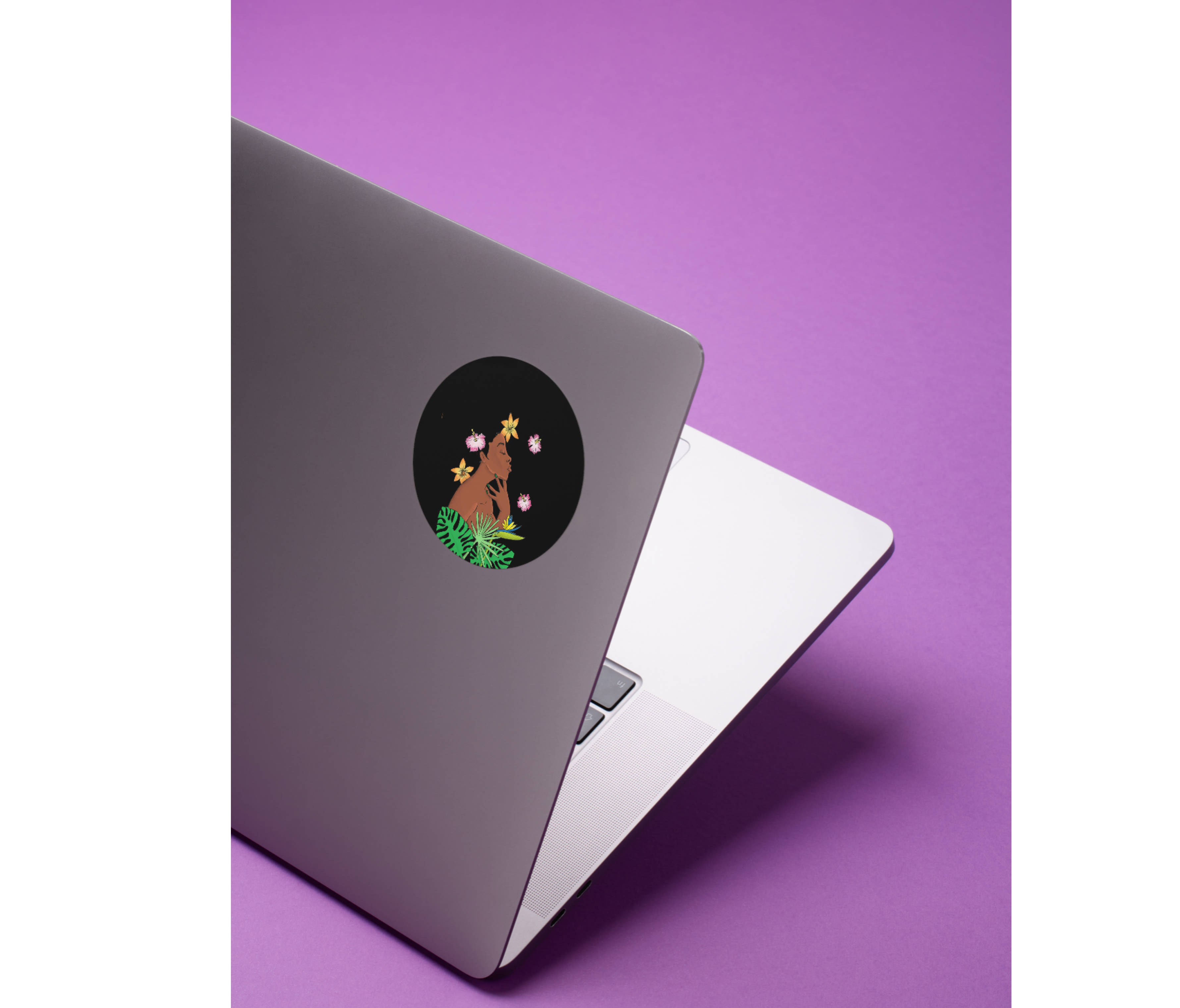 Exotic Flower Waterproof Circular Sticker Vinyl 38mm 62mm